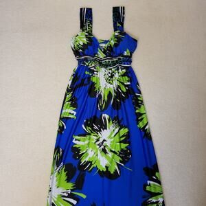 Olivia Matthews Size S Maxi Tropical Hawaiian Floral Sleeveless Maxi Sundress